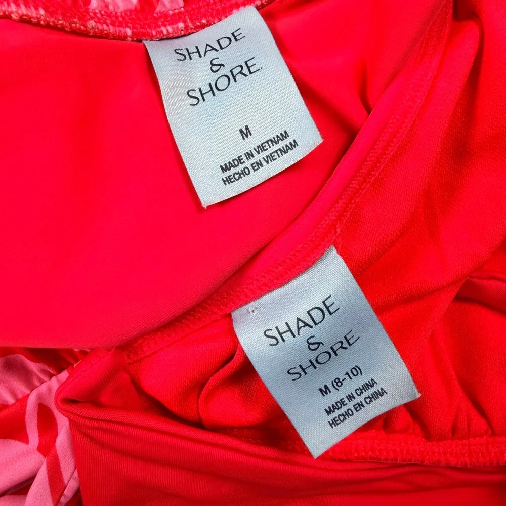 Shade & Shore Red Floral Swim Skirt and Halter Bikini Top Set Size Medium